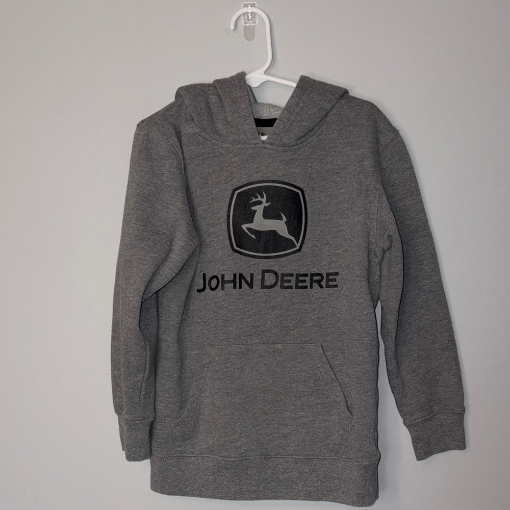 Boys John Deere Gray Pullover Hoodie with Logo Size 7